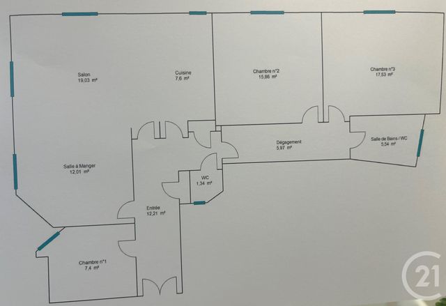 Appartement F4 à vendre - 4 pièces - 104.49 m2 - NICE - 06 - PROVENCE-ALPES-COTE-D-AZUR - Century 21 Optimmo